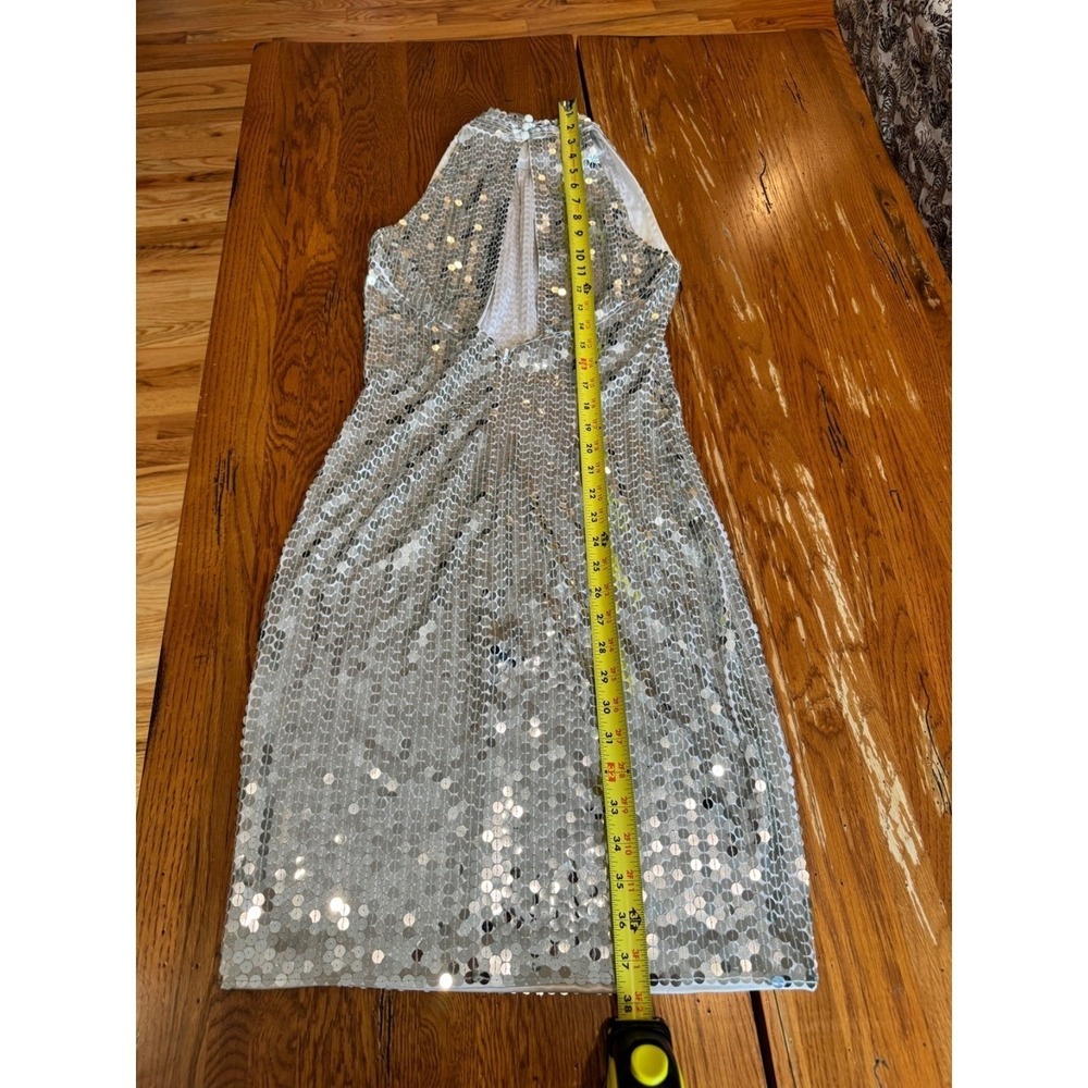 Nite line Lim Choi vintage silver sequins halter sleeveless cocktail dress - Picture 3 of 11